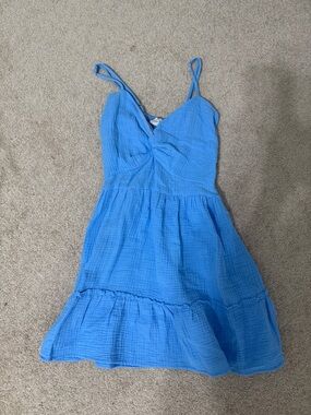 Ocean Drive Sky Blue Twisted Bodice Spaghetti Strap Dress